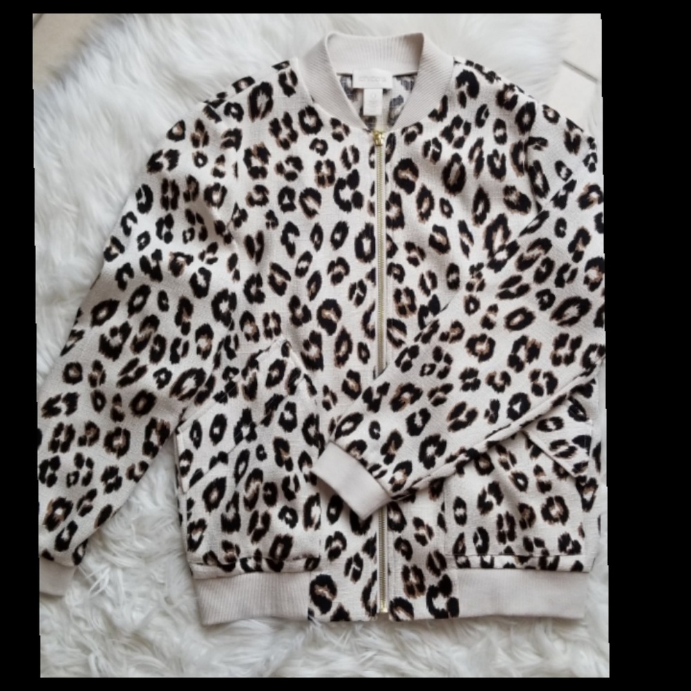 Chico's animal print full zip bomber jacket - Picture 4 of 7